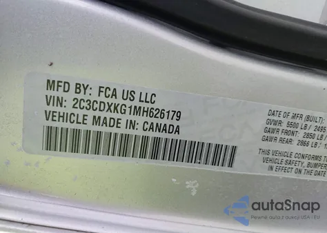 2021 Dodge Charger Police Awd z USA, uszkodzony, nr VIN 2C3CDXKG1MH626179